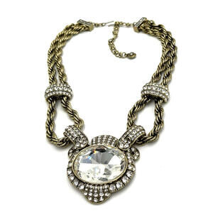 Heidi Daus Chain of Event Clear Large Crystal Chain Necklace Runway